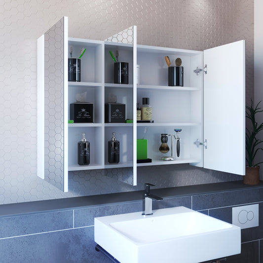 Three Door Frameless Medicine Cabinet With 4 Adjustable Shelves