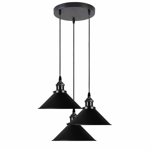 Black Metal Cone Shade Pendant Light Fixture~3393