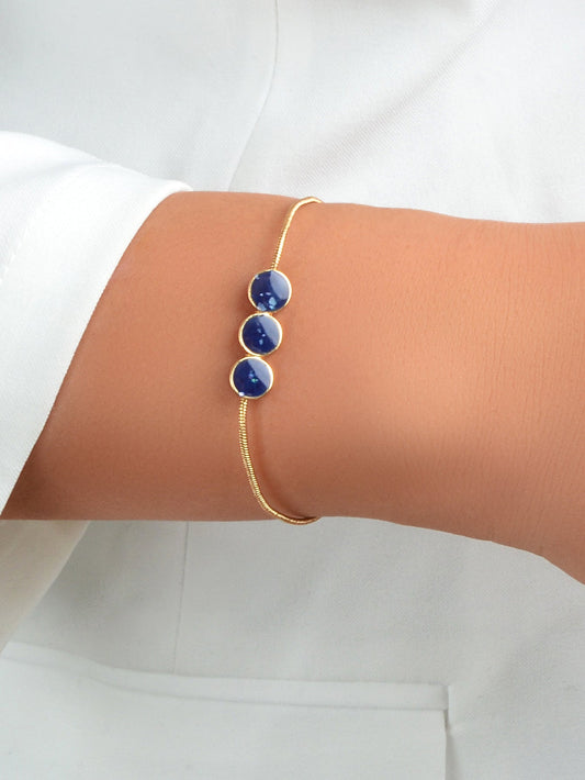 Female Jewellery Blue Enamel Round Gold Chain Adjustable Women