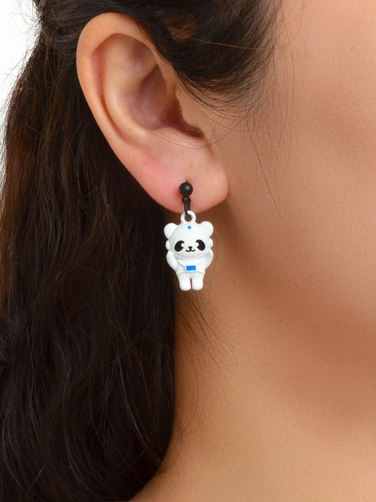 Creative Cartoon Space Series White Astronaut Bear Dangle Earrings