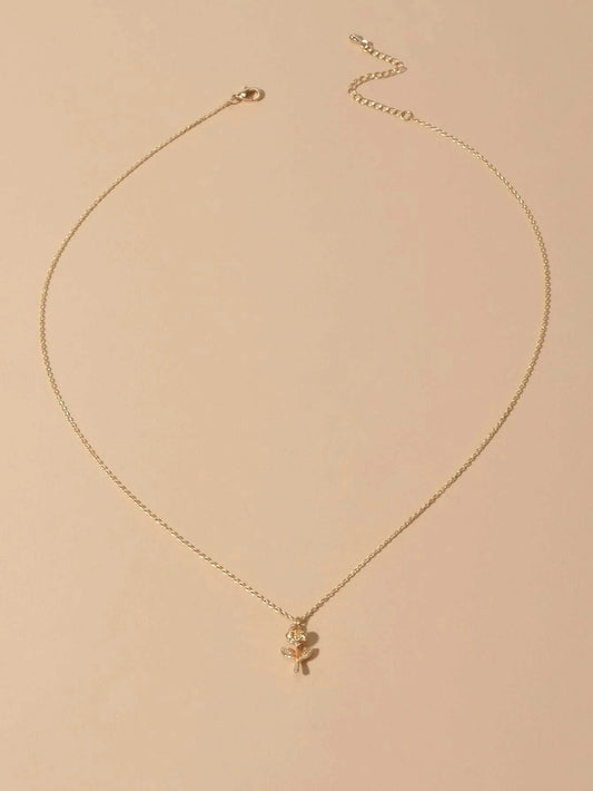 AU Stock Jewellery Gold Chain Rose Flower Charm Necklace Teens Women