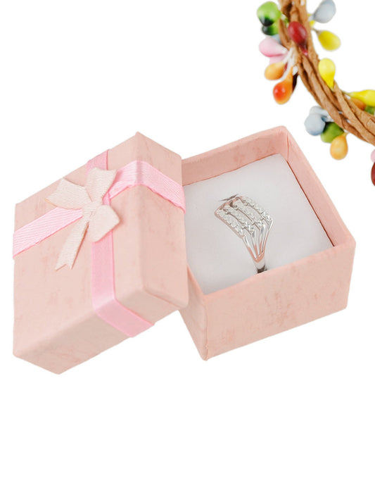 Pink Red Cardboard Square Jewellery Gift Boxes for Rings with Lid