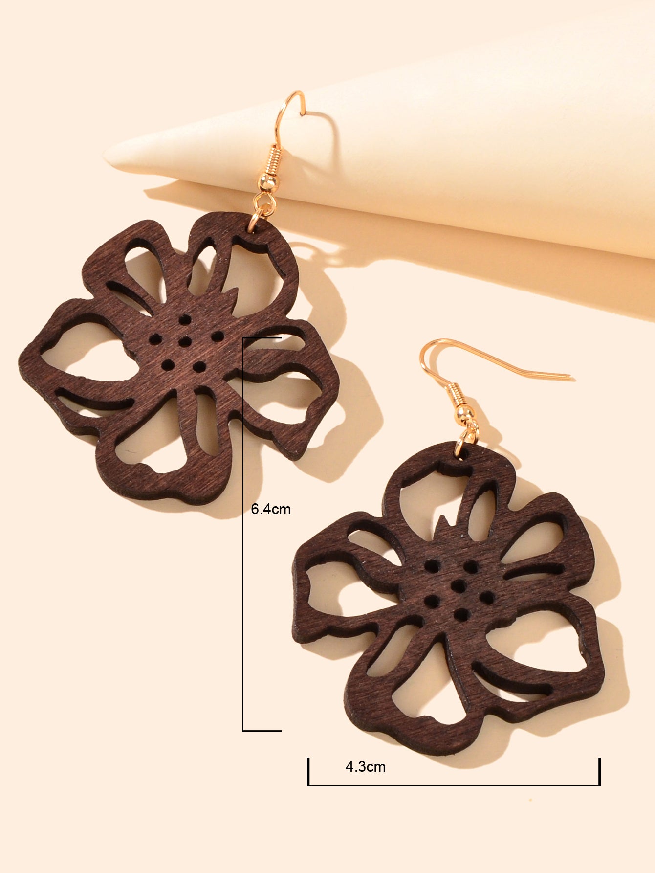 Ethnic Brown African Natural Wooden Hollow Flower Dangle Bohemian