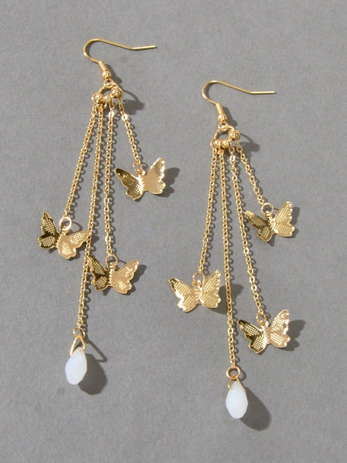Multi-layer Chains Butterfly Earrings Drop Dangle Ear Hook Jewelry