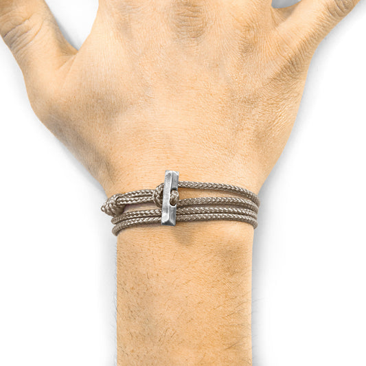 Sand Brown Oxford Silver and Rope Bracelet