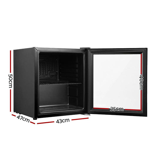 Devanti 46L Glass Door Bar Fridge Mini Countertop Freezer Fridges