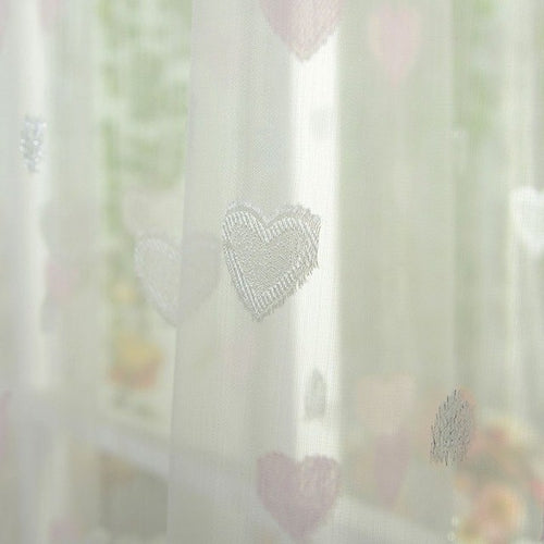 Door Window Voile Curtain Sweet Heart Pattern
