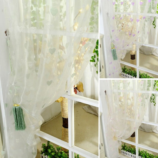 Door Window Voile Curtain Sweet Heart Pattern