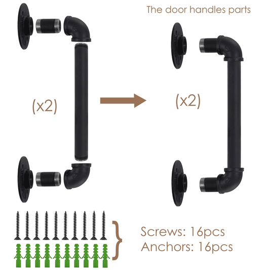 (12in - Black) Industrial Barn Door Handles, 100% high-quality