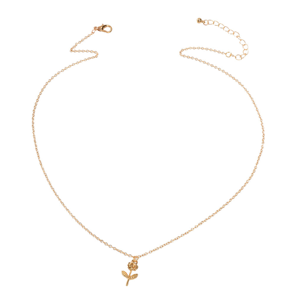 AU Stock Jewellery Gold Chain Rose Flower Charm Necklace Teens Women