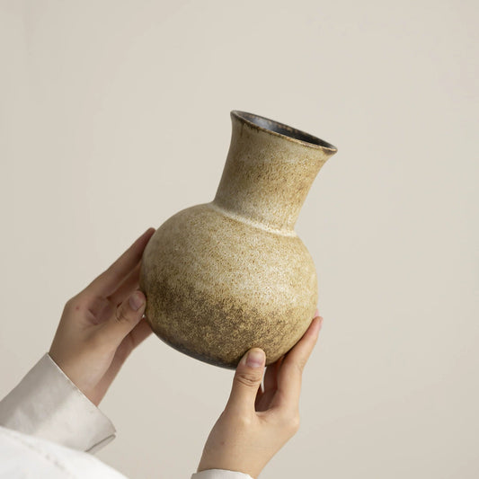 Japanese-Style Kiln-Changed Ceramic Vase – Retro Flower Arrangement Or