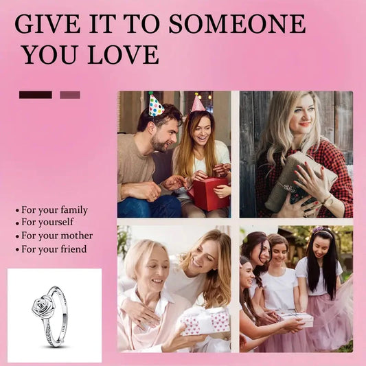 New in 925 Sterling Silver Rose Flower Statement Ring For Women