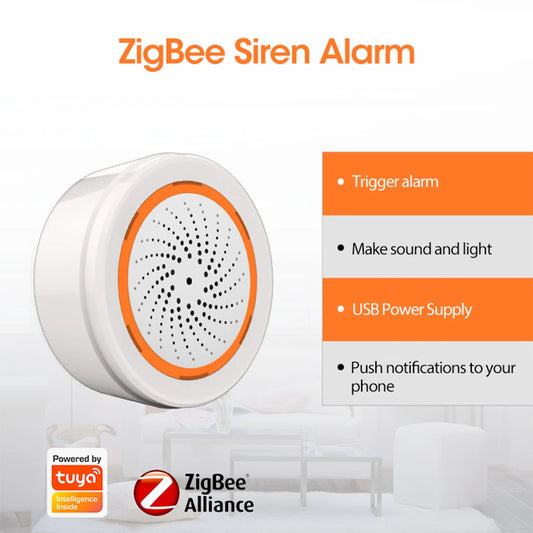 Coolcam Tuya Zigbee Smart Siren Alarm For Home Security with Strobe