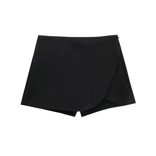 MUJER 2025 Black Mini Skirt Shorts Woman Fashion Asymmetric Skort For