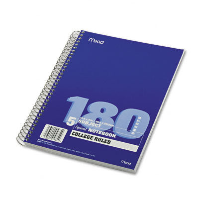 Mead 05682 Spiral Bound Notebook- College Rule- 8 x 10-1/2- White- 180