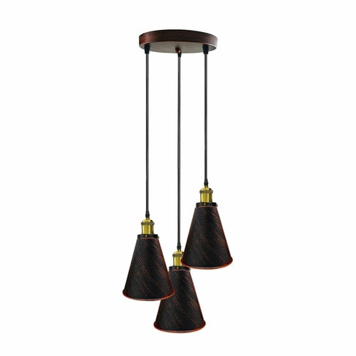 Retro Industrial 3- Head Vintage Round Base Pendant Ceiling