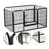 PawHut 49" 4 Panel Black Pet Playpen Heavy Duty Puppy Cat Dog Pen
