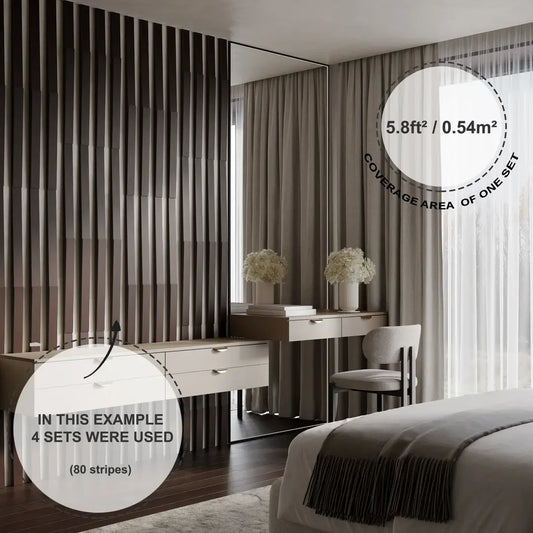 Acoustic Slat Wood Panels «Loza-5» | 2" Strips | Wall Decor