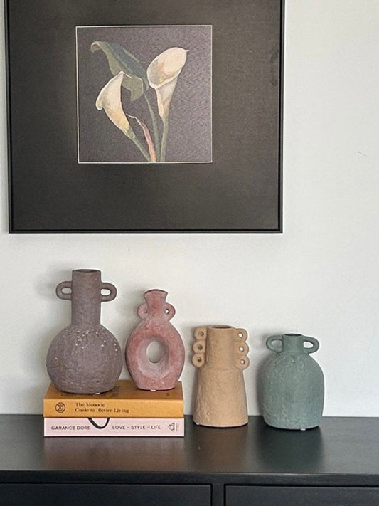 Handmade Wabi Sabi Abstract Pottery Vase, Crude Rustic Decorative Flow