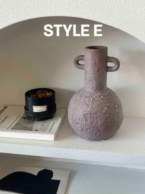 Handmade Wabi Sabi Abstract Pottery Vase, Crude Rustic Decorative Flow