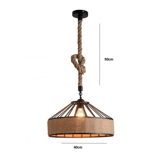 Industrial Hemp Rope Hanging Pendant Light Fixture~1064