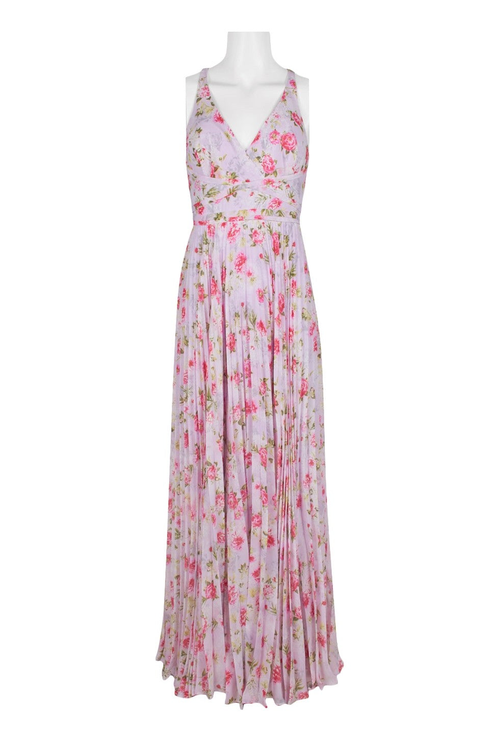 Laundry V-Neck Sleeveless Crossed Back Banded Ruched Floral Print