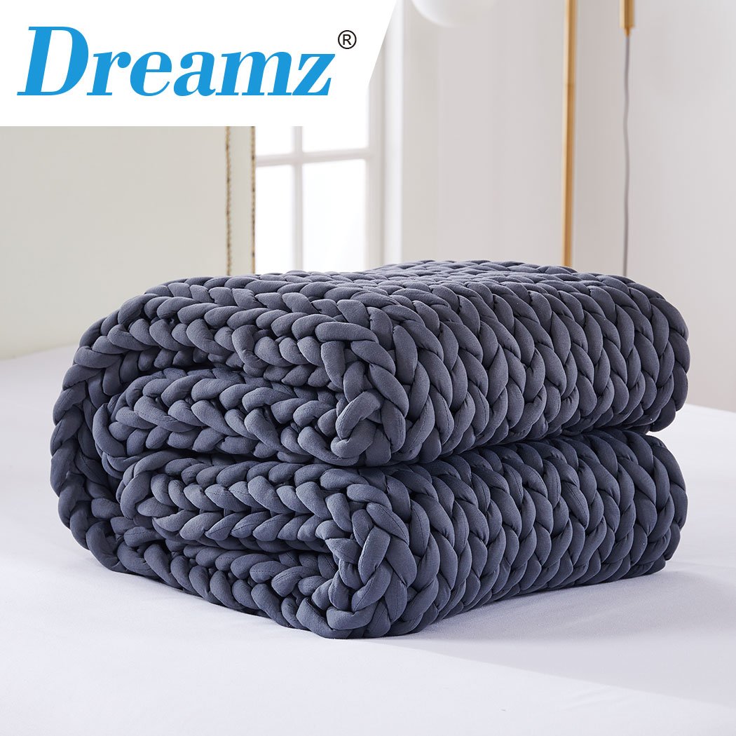 DreamZ Knitted Weighted Blanket Chunky Bulky Knit Throw Blanket 6.5KG