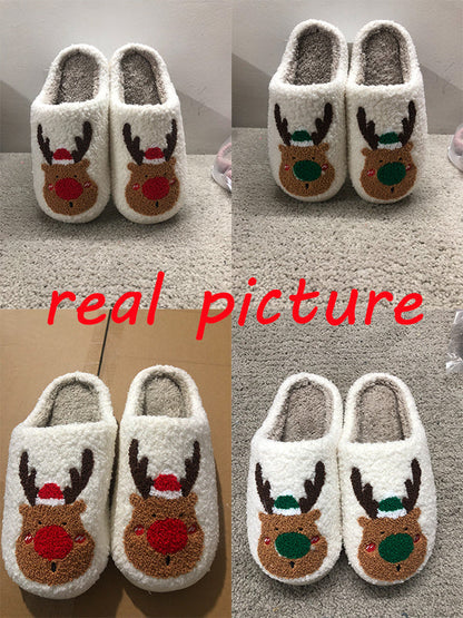 Christmas Shoes Winter Home Slippers Elk Soft Cozy Bedroom Slipper