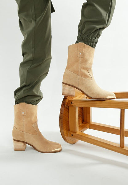 Emberly Suede Square Toe Ankle Boots