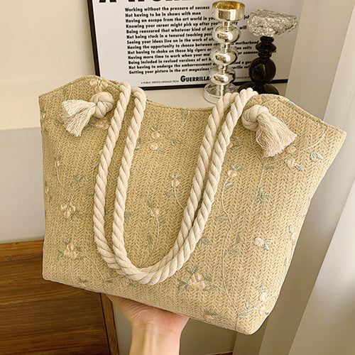 New And Simple Straw Bag Lace Bag Ins Straw Shoulder Bag Large