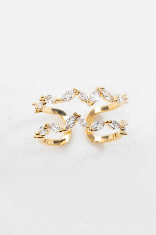 Stone Double Layer Adjustable Ring | Gold