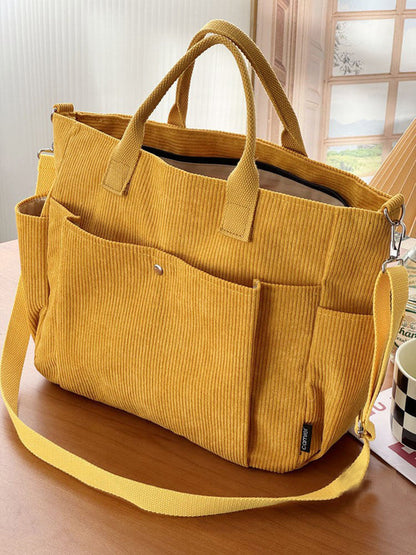 Thick Corduroy Shoulder Bags Simple All-match Commute Totes Student