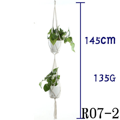 Flower Pot Net Bag Beige Cotton Rope Indoor Plant Hanger Hanging