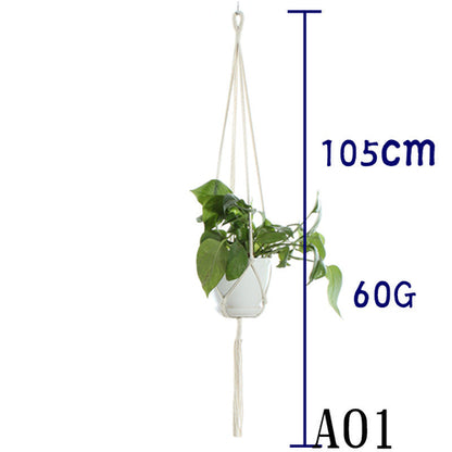 Flower Pot Net Bag Beige Cotton Rope Indoor Plant Hanger Hanging