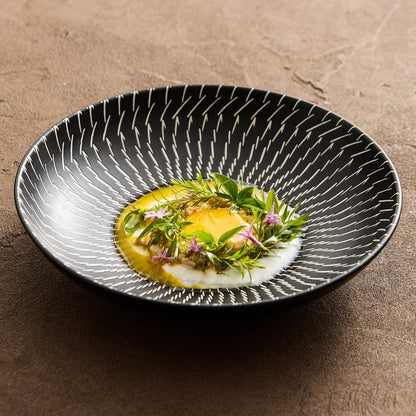 Luxury Black Ceramic Pasta Plate – 9" & 11" Modern Deep Dinner Bowl