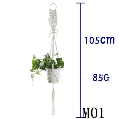 Flower Pot Net Bag Beige Cotton Rope Indoor Plant Hanger Hanging