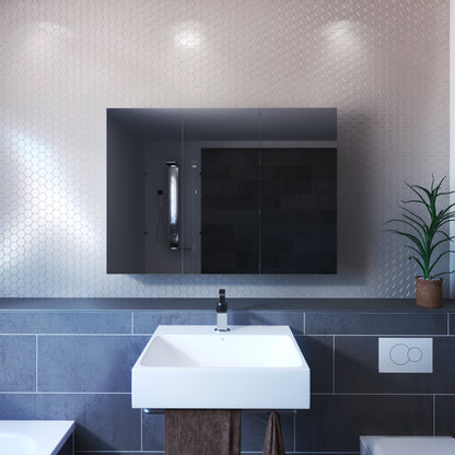 Three Door Frameless Medicine Cabinet With 4 Adjustable Shelves