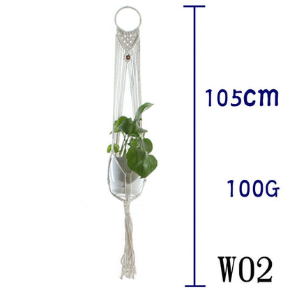 Flower Pot Net Bag Beige Cotton Rope Indoor Plant Hanger Hanging