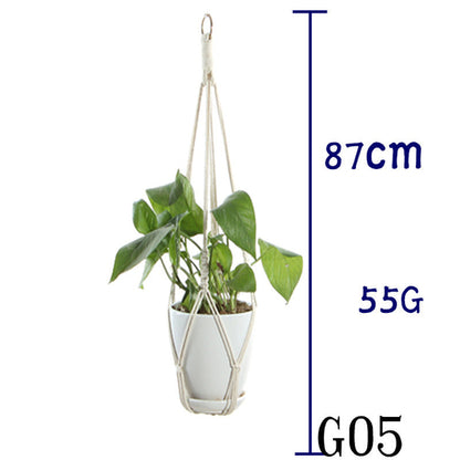 Flower Pot Net Bag Beige Cotton Rope Indoor Plant Hanger Hanging