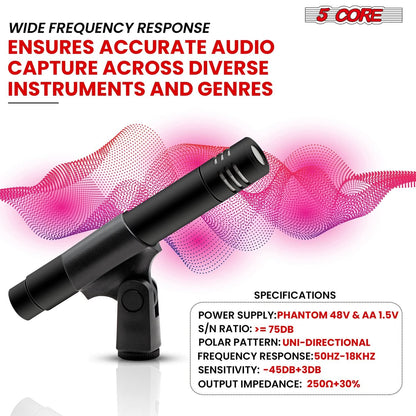 5Core Instrument Microphone Professional XLR Cardioid Pencil Stick