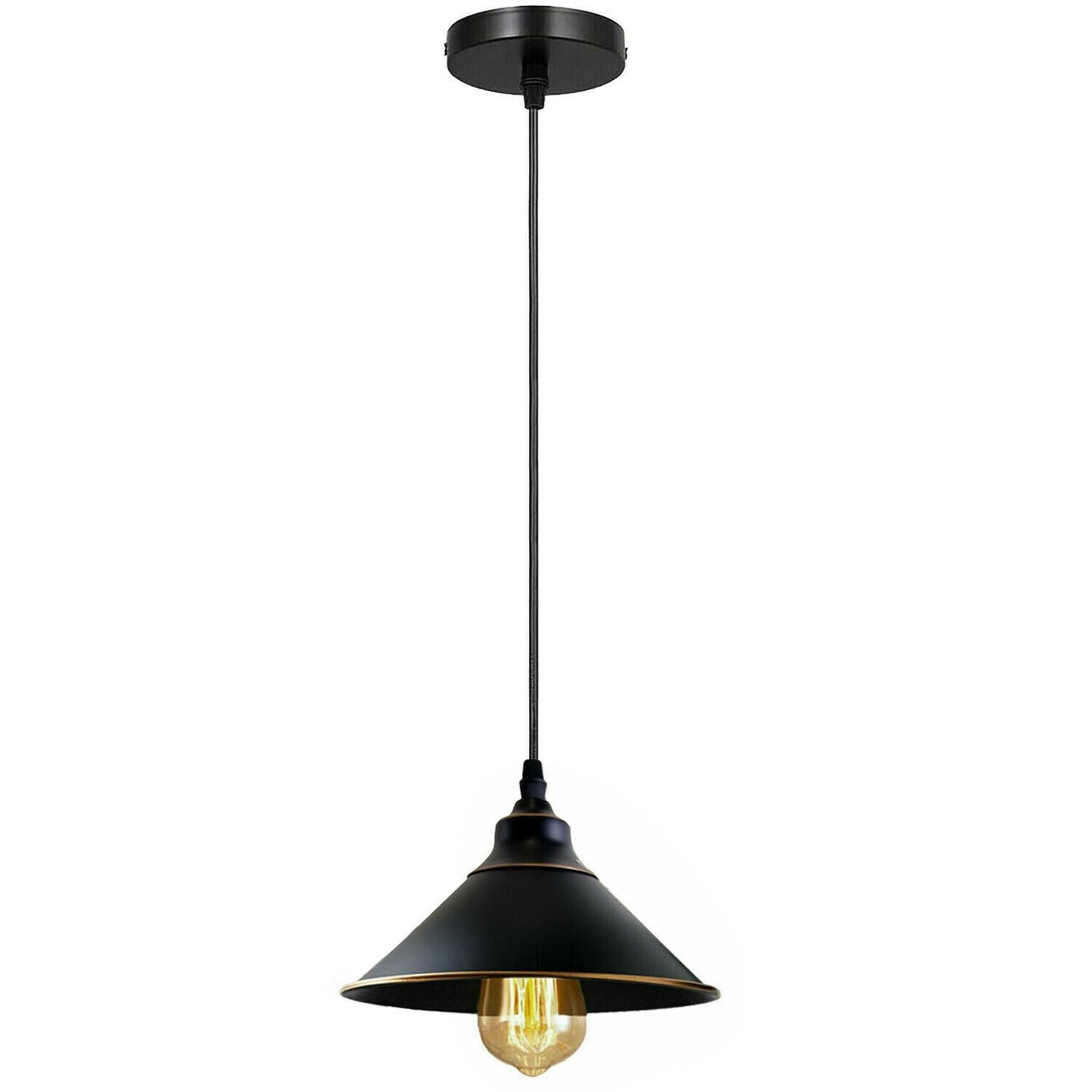 Industrial Vintage Ratio single head Round Black cone Ceiling Pendent