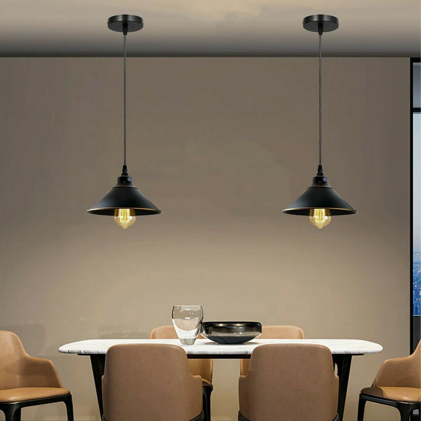 Industrial Vintage Ratio single head Round Black cone Ceiling Pendent