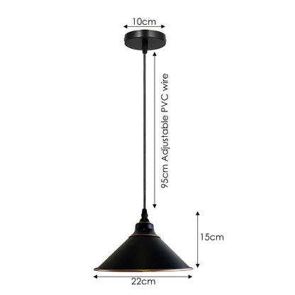 Industrial Vintage Ratio single head Round Black cone Ceiling Pendent