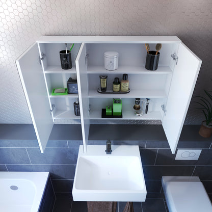 Three Door Frameless Medicine Cabinet With 4 Adjustable Shelves