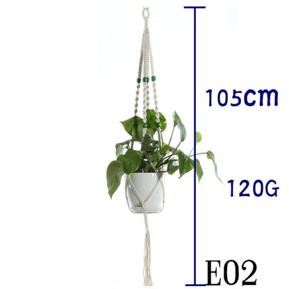 Flower Pot Net Bag Beige Cotton Rope Indoor Plant Hanger Hanging