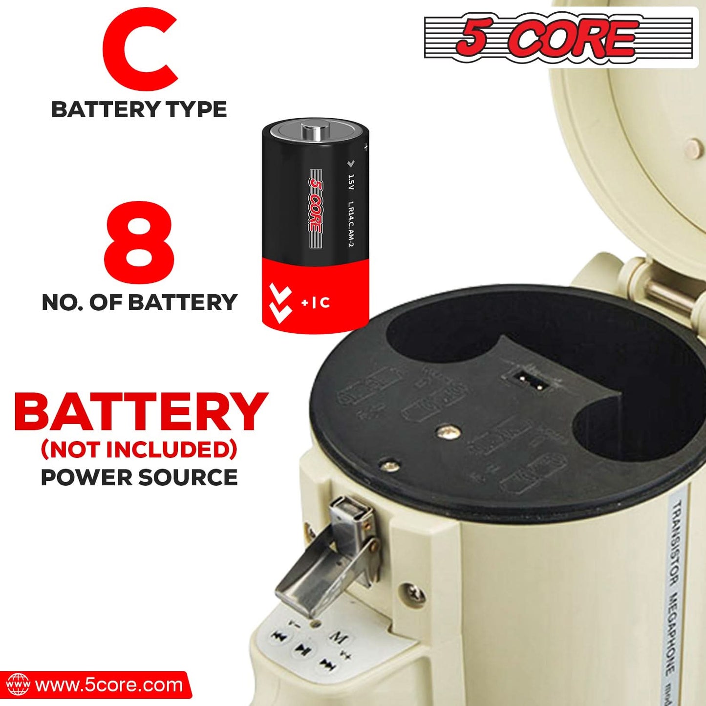 5Core Megaphone Bullhorn Speaker 100W Bull Horn Cheer Megafono 2000