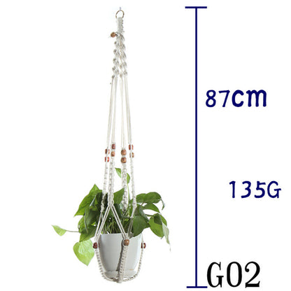 Flower Pot Net Bag Beige Cotton Rope Indoor Plant Hanger Hanging
