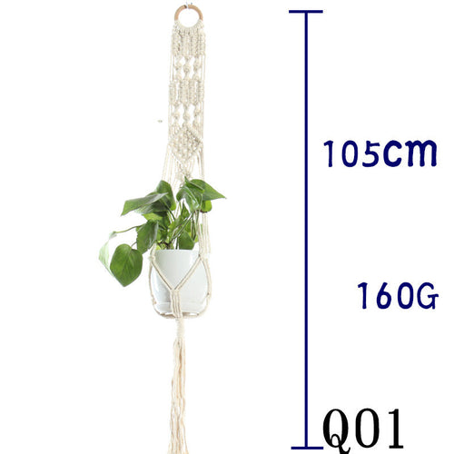Flower Pot Net Bag Beige Cotton Rope Indoor Plant Hanger Hanging
