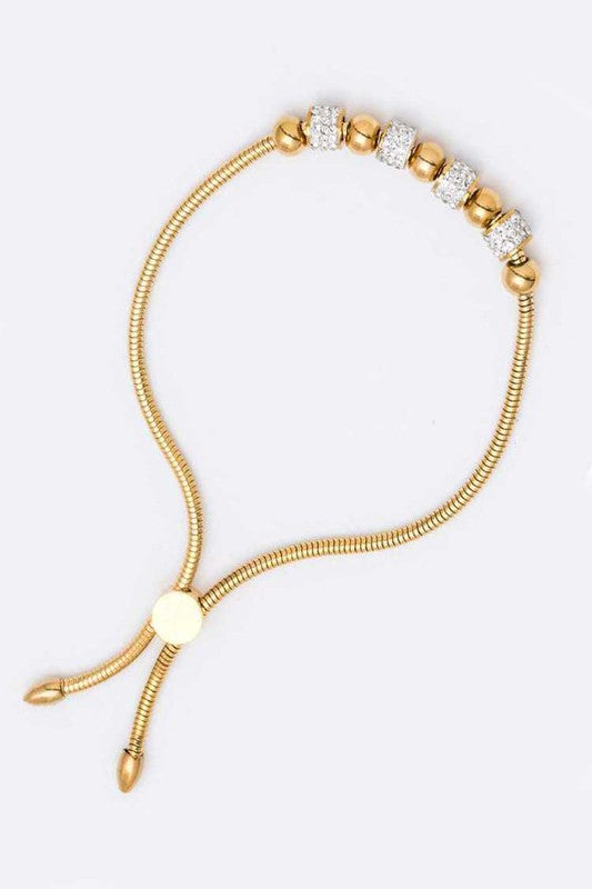 Stainless Steel Sliding Beads Bolo Bracelet