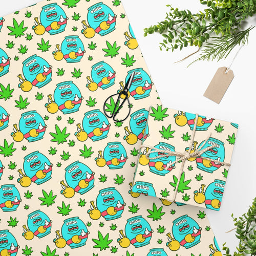 Funny weed marijuana leafs and chips bag Wrapping Paper